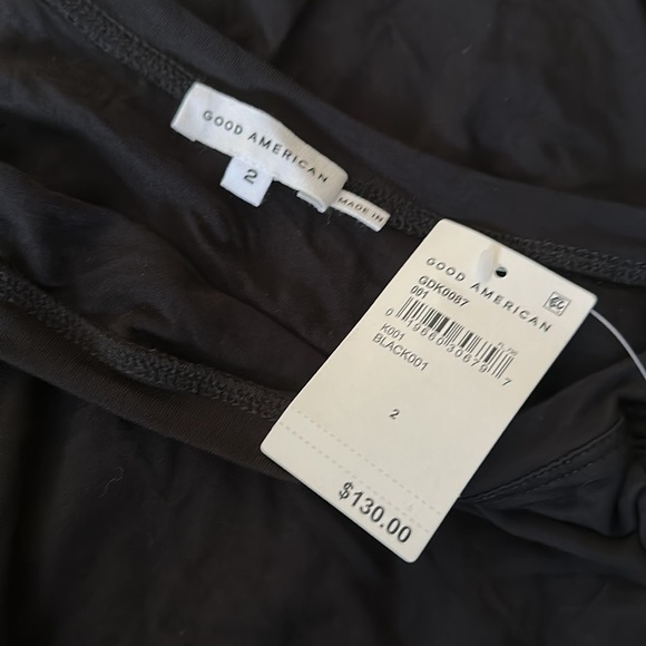 GOOD American Good Touch Ruched One Shoulder Mini Dress Black Size Medium - Picture 5 of 12